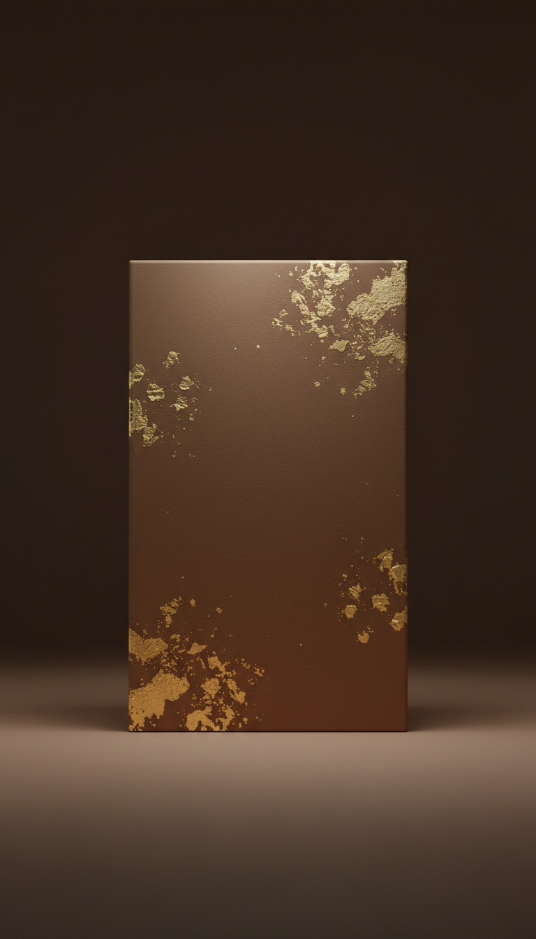 Matte packaging with gold flake accent